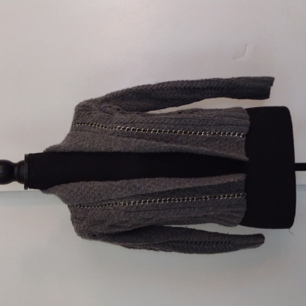 C & C California Grey Crop Wool Cardi Sweater Chain S